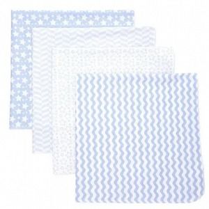 Necessities By Tender Tyme Cotton Flannel Receiving‎ Blankets 4 Pack Blue New